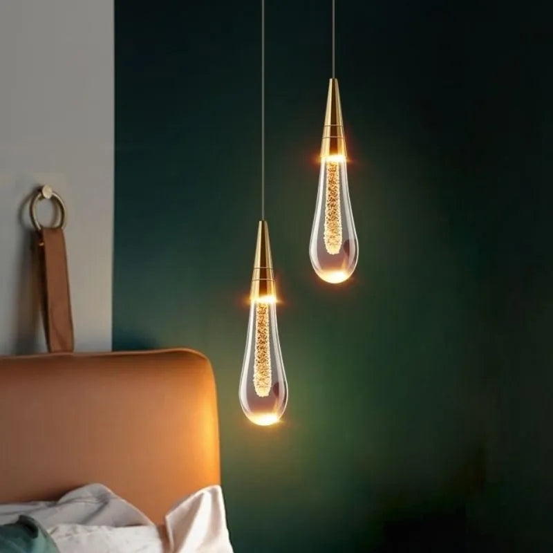 Eloria Pendant Light Crystal Glass Droplet Gold - Sereilux
