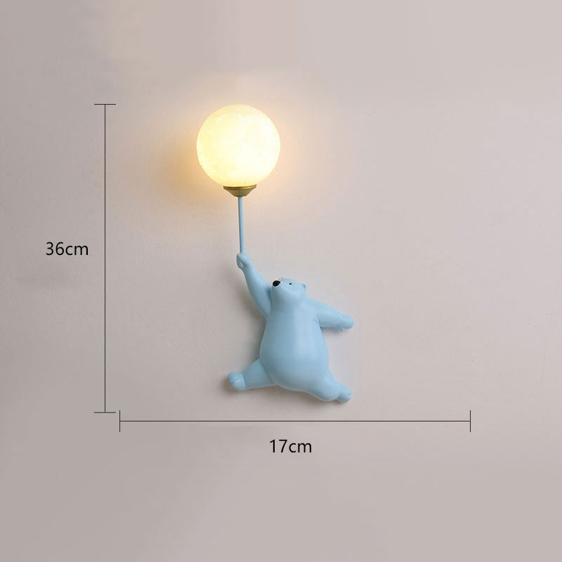 Evenel Bear Balloon Applique Murale Ours Ballon Moderne Animale. Blanc/Bleu/Rose. Salon-Luire