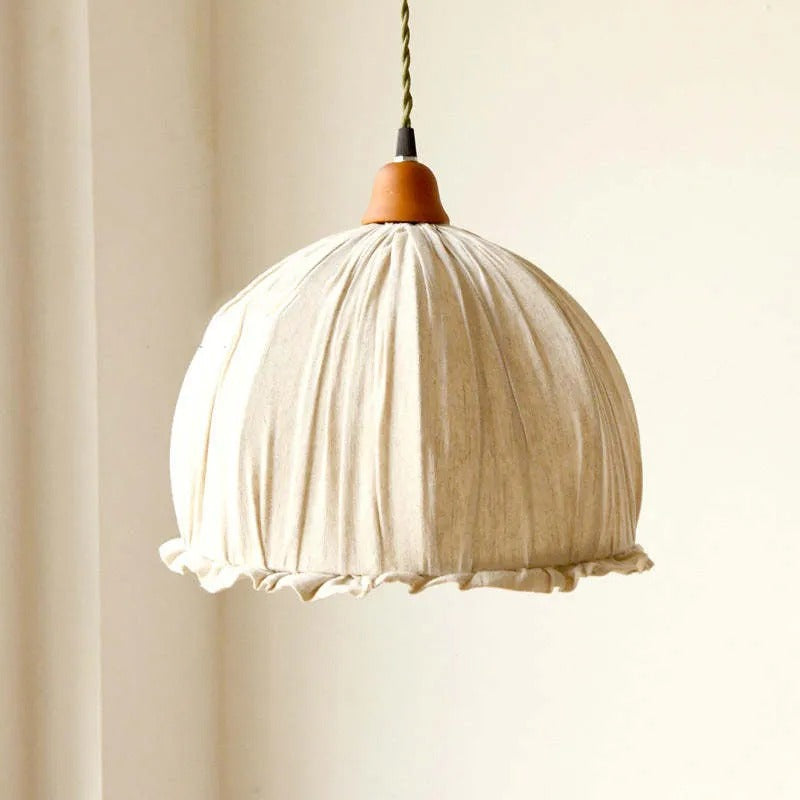 Teo Vintage Pendant Light Beige, Fabric - Sereilux